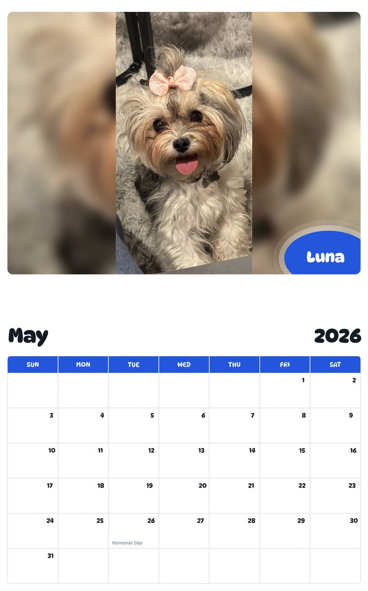 2026 - 2027 Luna - Pawidols Pet Calendar