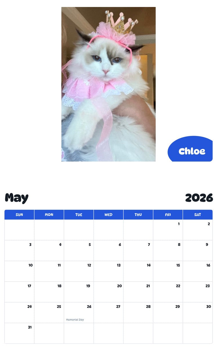 2026 - 2027 Chloe - Pawidols Pet Calendar