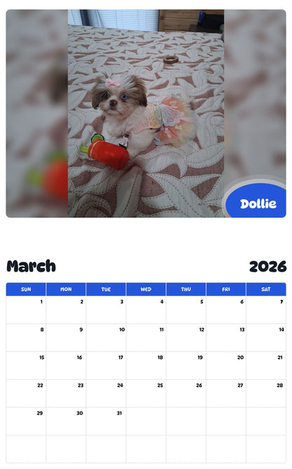 November 2025 - October 2026 Dollie - Pawidols Pet Calendar