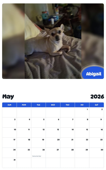 2026 - 2027 Abigail - Pawidols Pet Calendar