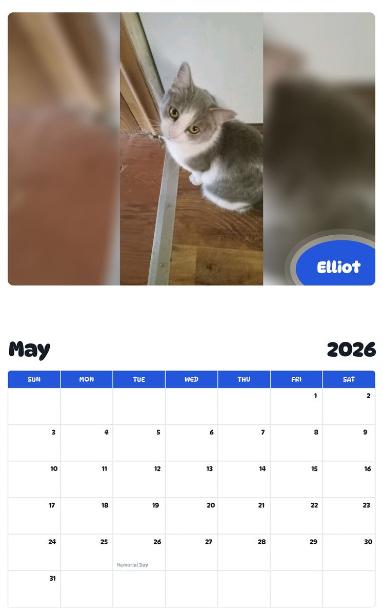 2026 - 2027 Elliot - Pawidols Pet Calendar