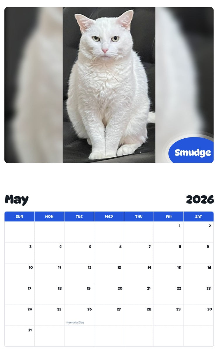 2026 - 2027 Smudge - Pawidols Pet Calendar