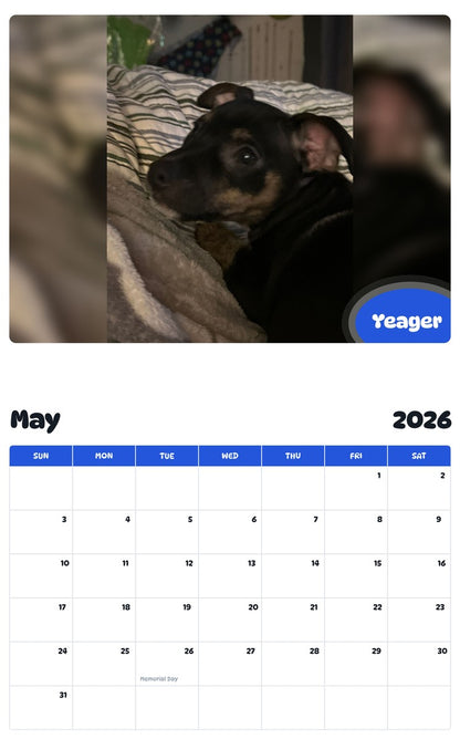 2026 - 2027 Yeager - Pawidols Pet Calendar