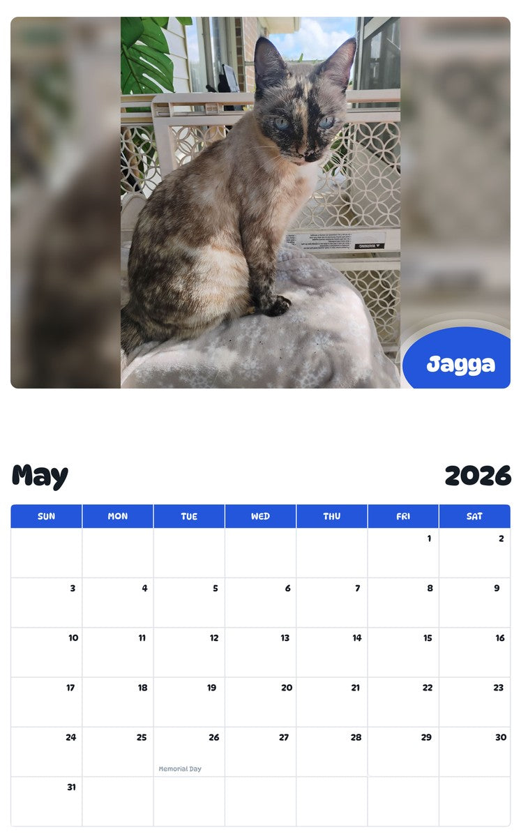 2026 - 2027 Jagga - Pawidols Pet Calendar