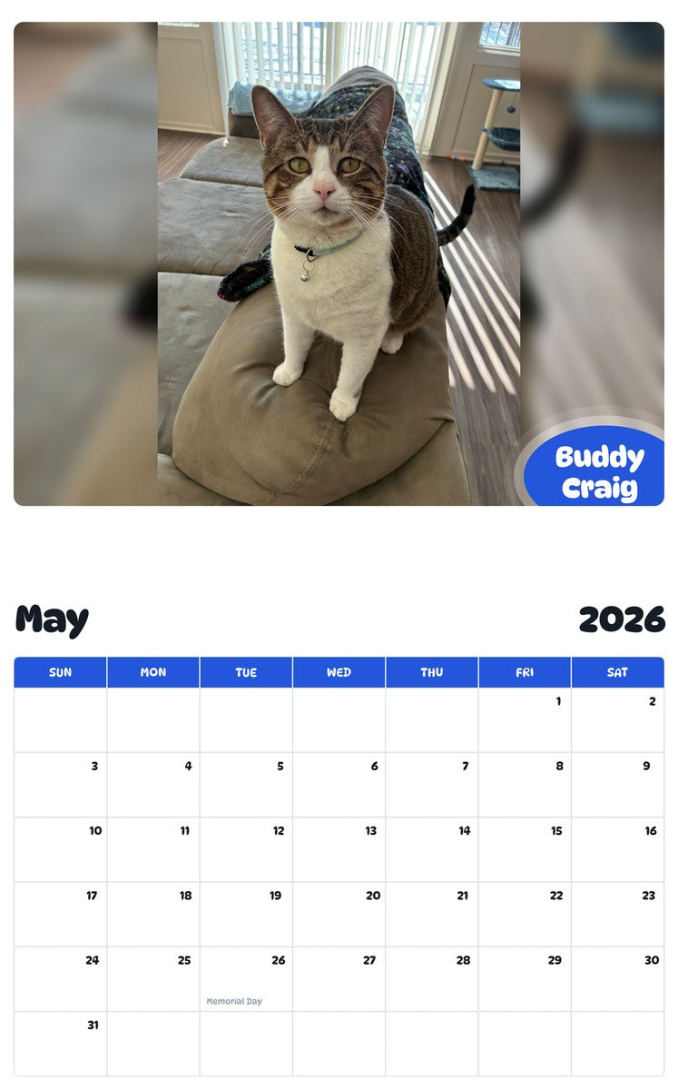 2026 - 2027 Buddy Craig - Pawidols Pet Calendar