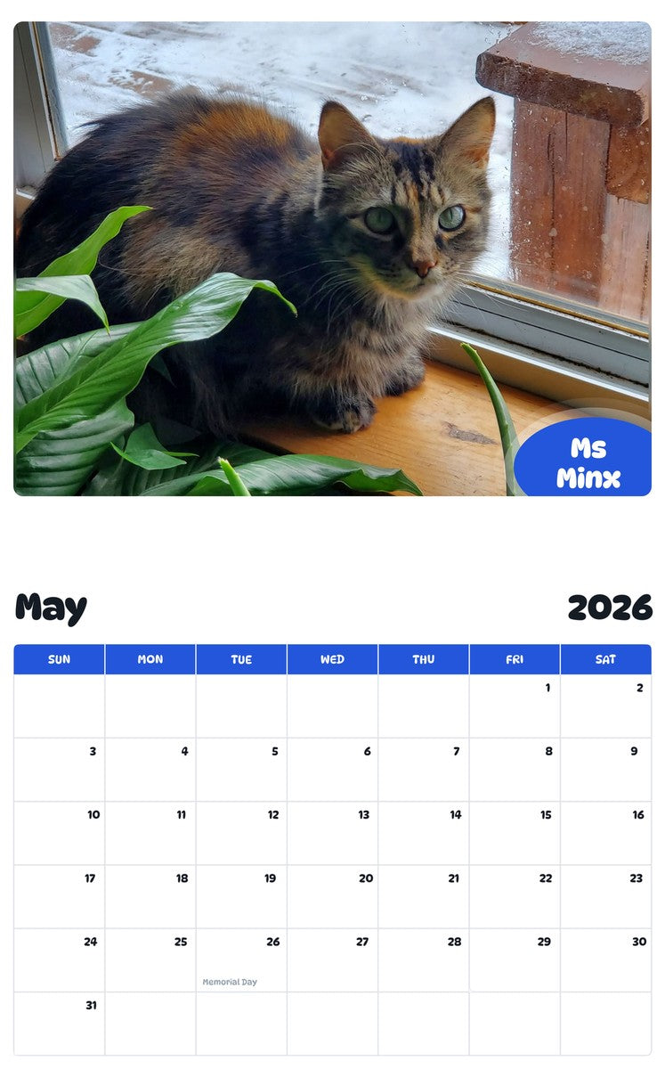 2026 - 2027 Ms Minx - Pawidols Pet Calendar