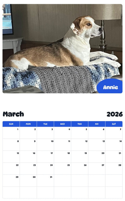 November 2025 - October 2026 Annie - Pawidols Pet Calendar