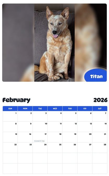October 2025 - September 2026 Titan - Pawidols Pet Calendar