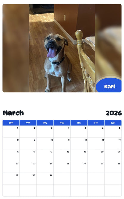 November 2025 - October 2026 Karl - Pawidols Pet Calendar