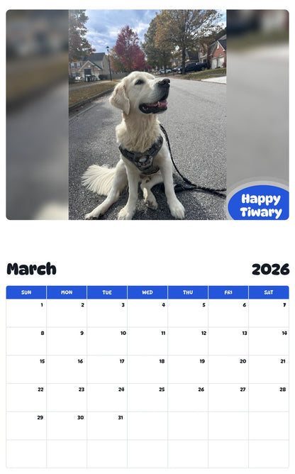 November 2025 - October 2026 Happy Tiwary - Pawidols Pet Calendar