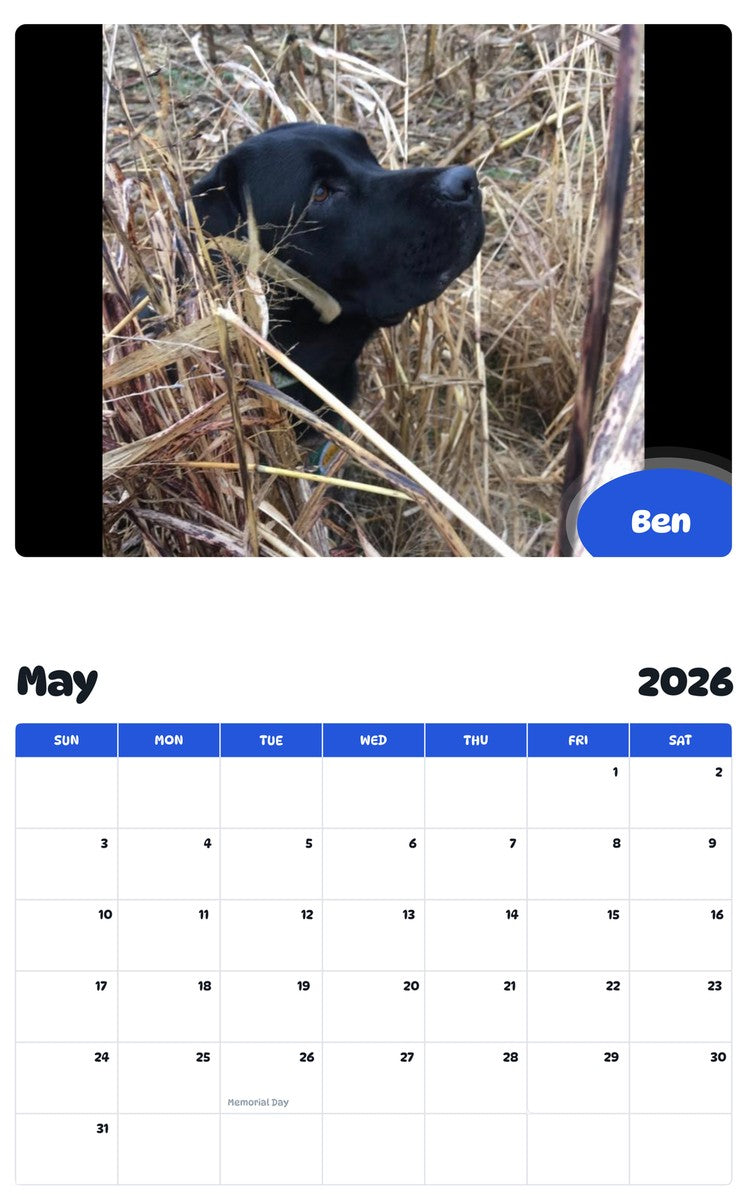2026 - 2027 Ben - Pawidols Pet Calendar