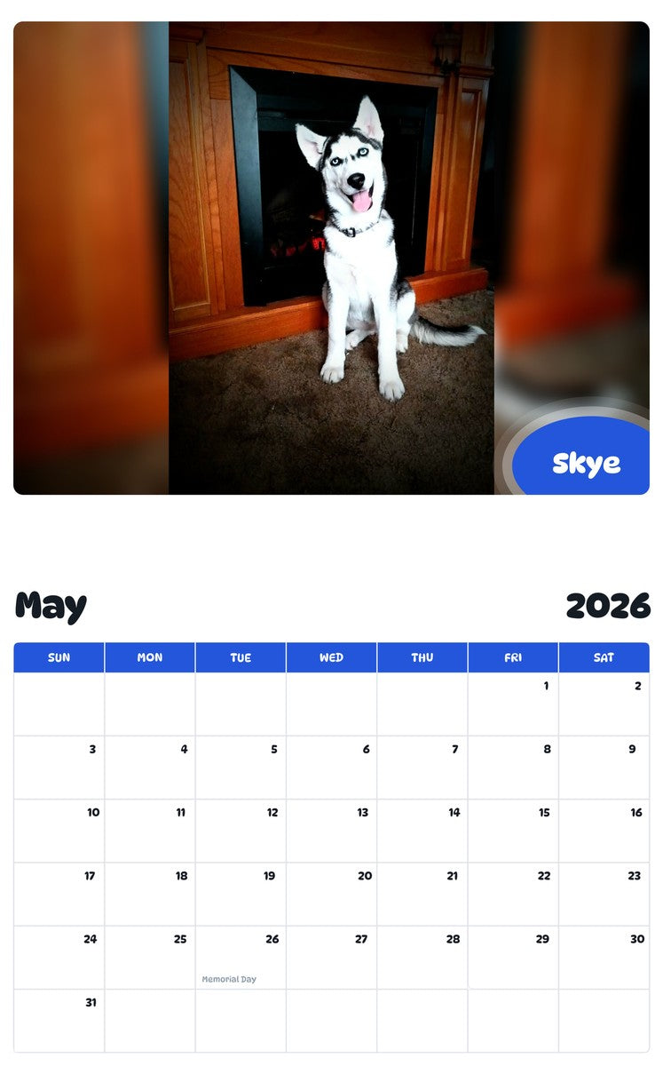 2026 - 2027 Skye - Pawidols Pet Calendar
