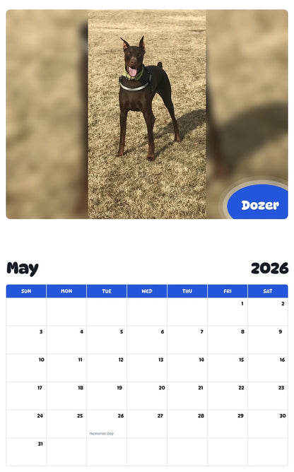 2026 - 2027 Dozer - Pawidols Pet Calendar