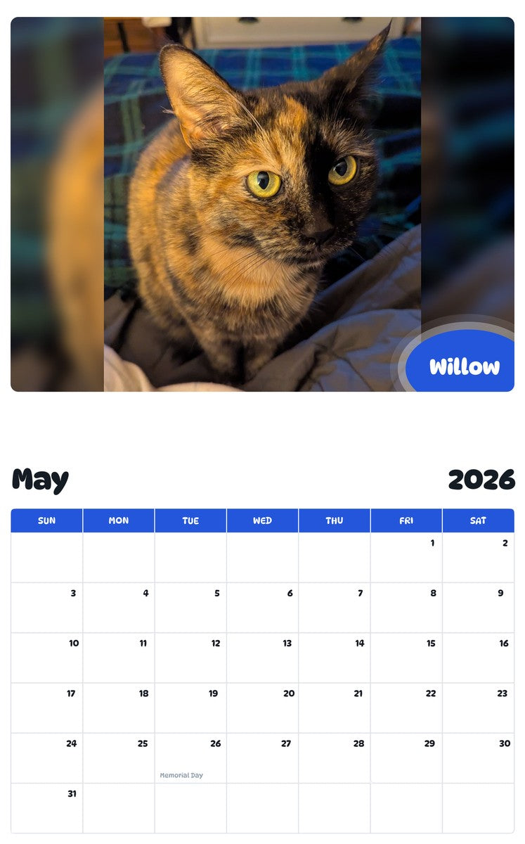 2026 - 2027 Willow - Pawidols Pet Calendar