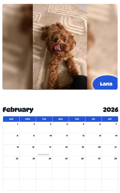October 2025 - September 2026 Lana - Pawidols Pet Calendar