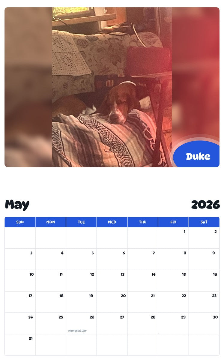 2026 - 2027 Duke - Pawidols Pet Calendar