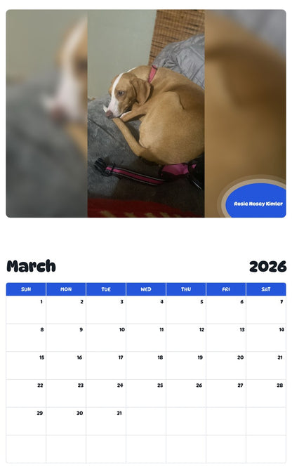 November 2025 - October 2026 Rosie Nosey Kimler - Pawidols Pet Calendar