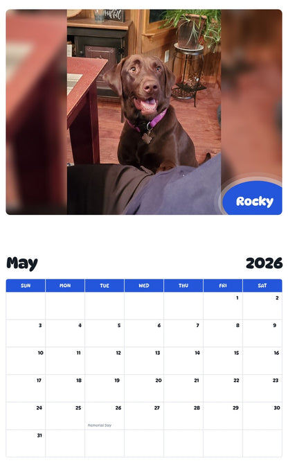 2026 - 2027 Rocky - Pawidols Pet Calendar