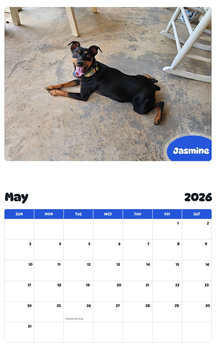 2026 - 2027 Jasmine - Pawidols Pet Calendar
