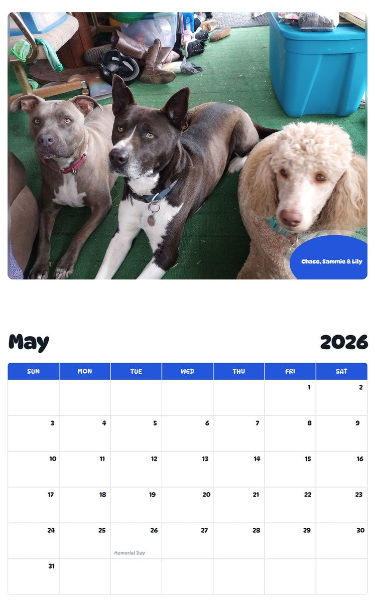2026 - 2027 Chase, Sammie & Lily - Pawidols Pet Calendar