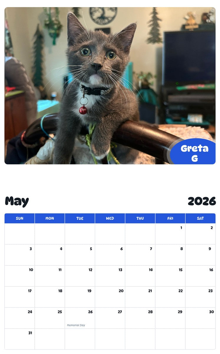 2026 - 2027 Greta G - Pawidols Pet Calendar