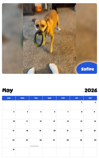 2026 - 2027 Safire - Pawidols Pet Calendar