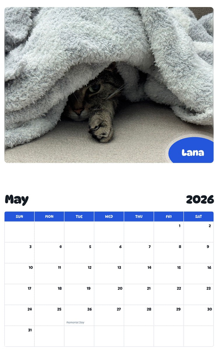 2026 - 2027 Lana - Pawidols Pet Calendar