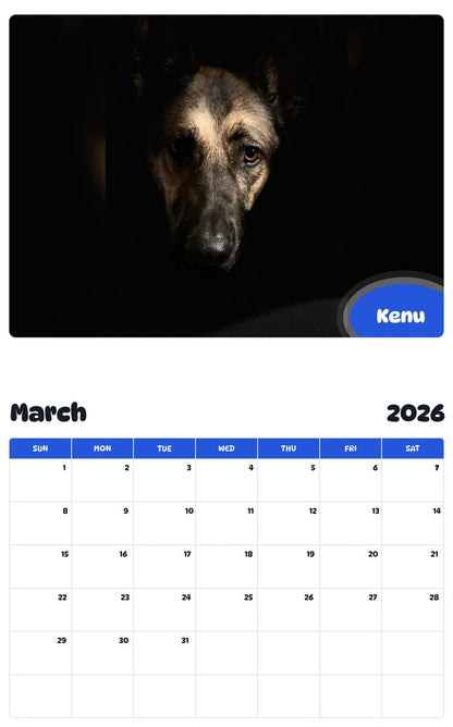 November 2025 - October 2026 Kenu - Pawidols Pet Calendar