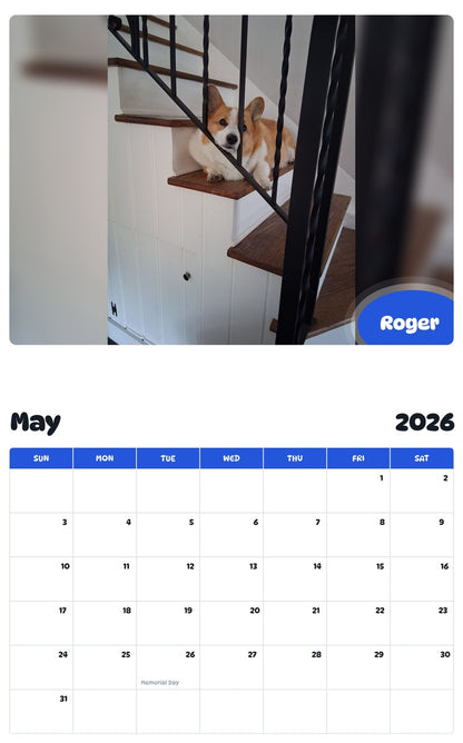 2026 - 2027 Roger - Pawidols Pet Calendar