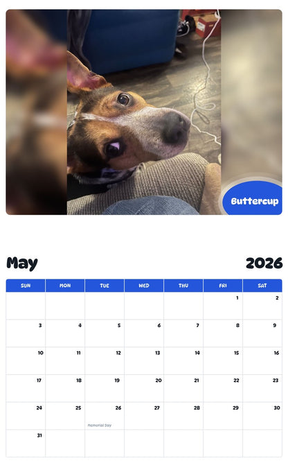 2026 - 2027 Buttercup - Pawidols Pet Calendar