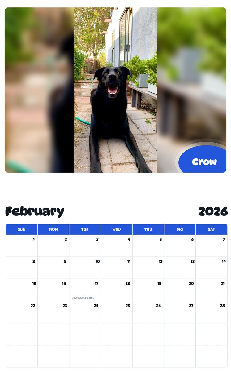 October 2025 - September 2026 Crow - Pawidols Pet Calendar