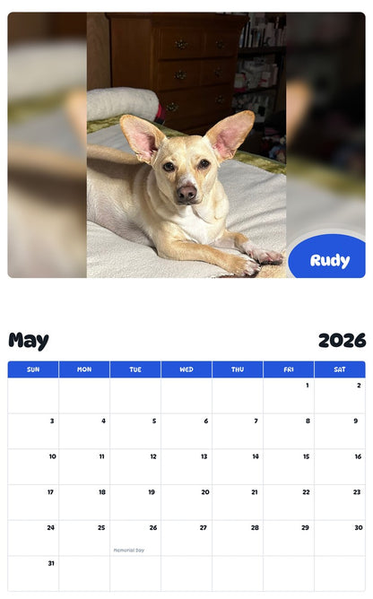 2026 - 2027 Rudy - Pawidols Pet Calendar