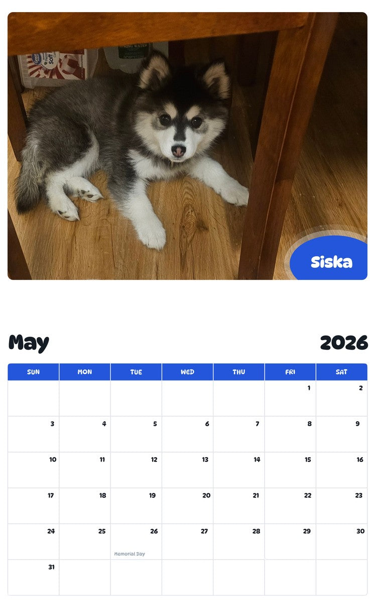2026 - 2027 Siska - Pawidols Pet Calendar
