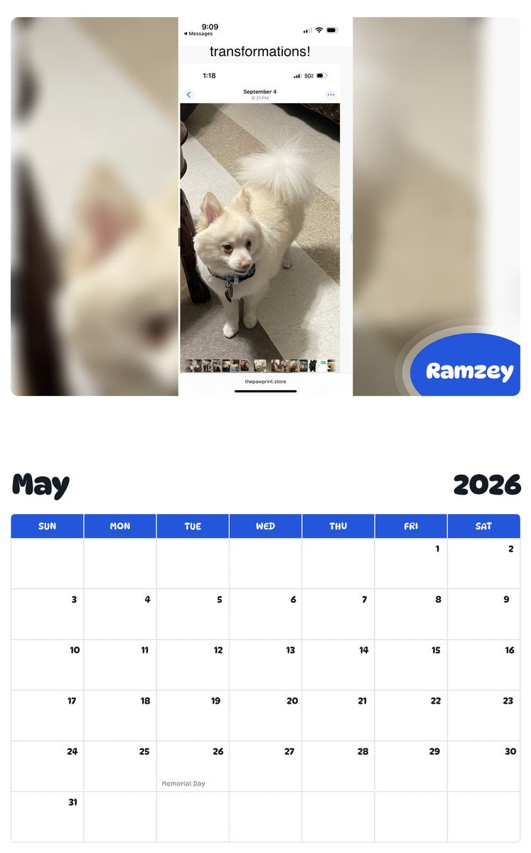 2026 - 2027 Ramzey - Pawidols Pet Calendar