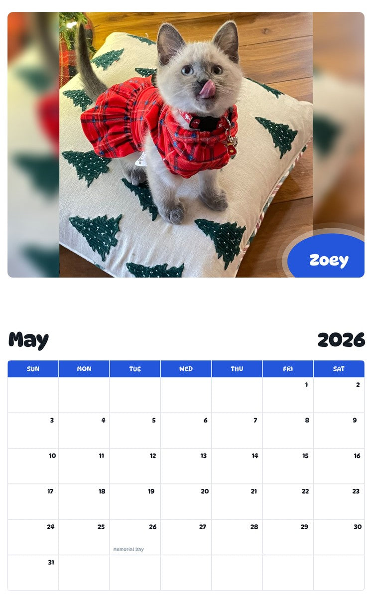 2026 - 2027 Zoey - Pawidols Pet Calendar