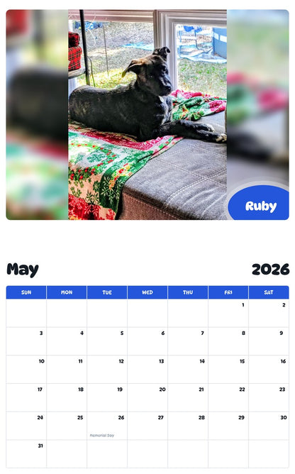 2026 - 2027 Ruby - Pawidols Pet Calendar