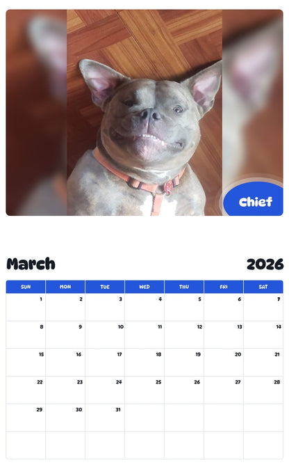 November 2025 - October 2026 Chief - Pawidols Pet Calendar