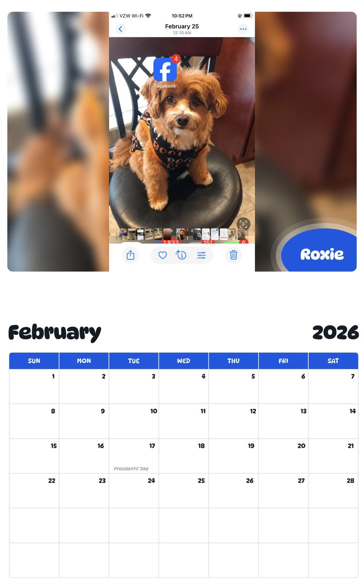 October 2025 - September 2026 Roxie - Pawidols Pet Calendar
