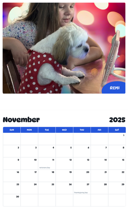 July 2025 - June 2026 Remi - Pawidols Pet Calendar