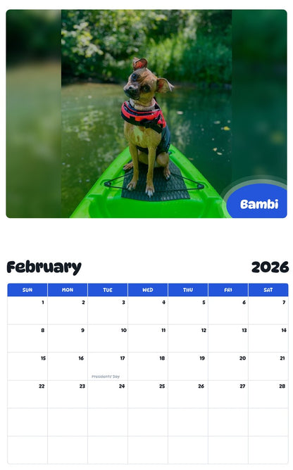 October 2025 - September 2026 Bambi - Pawidols Pet Calendar