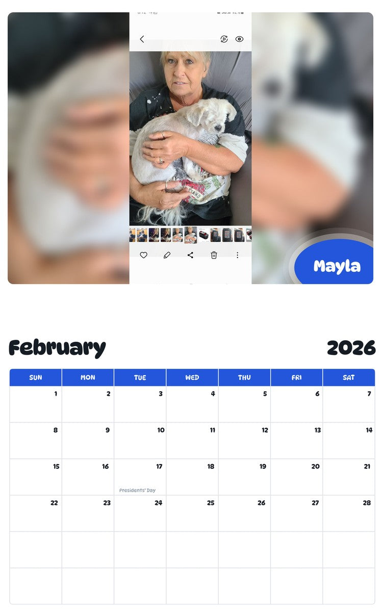 October 2025 - September 2026 Mayla - Pawidols Pet Calendar