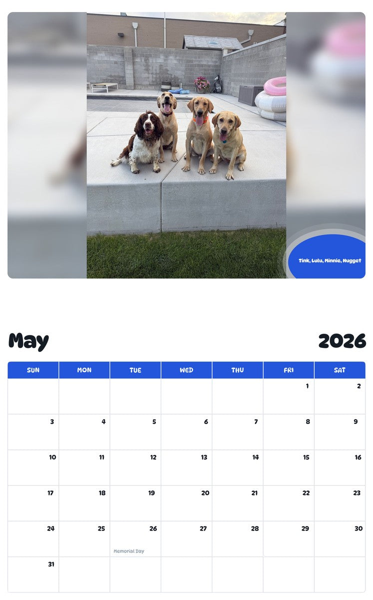 2026 - 2027 Tink, Lulu, Minnie, Nugget - Pawidols Pet Calendar
