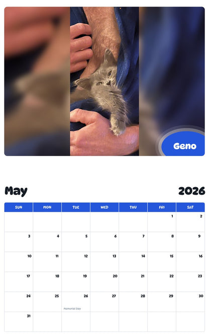 2026 - 2027 Geno - Pawidols Pet Calendar