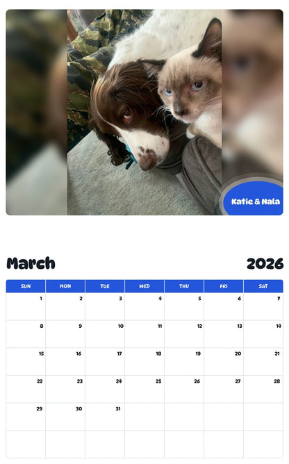 November 2025 - October 2026 Katie & Nala - Pawidols Pet Calendar