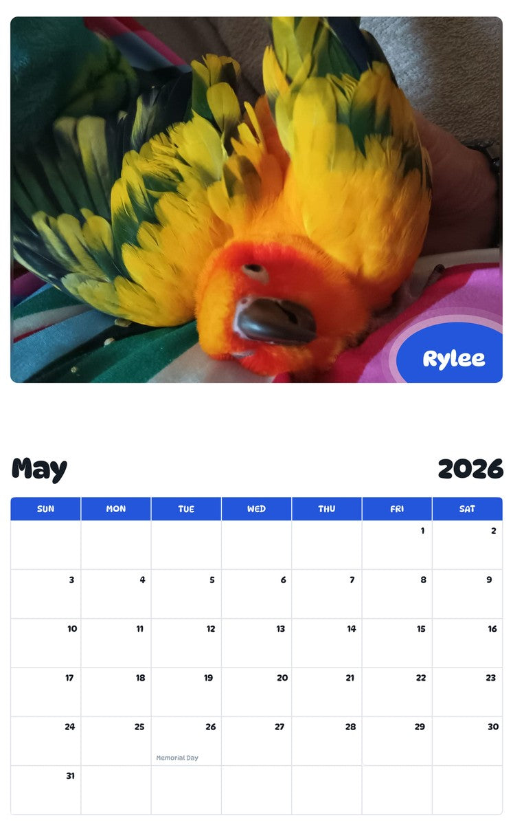2026 - 2027 Rylee - Pawidols Pet Calendar