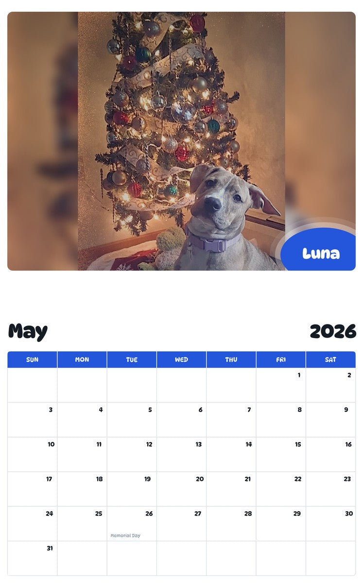 2026 - 2027 Luna - Pawidols Pet Calendar
