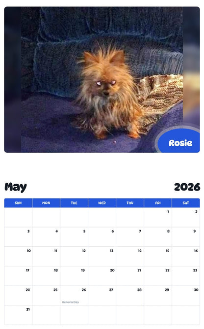 2026 - 2027 Rosie - Pawidols Pet Calendar