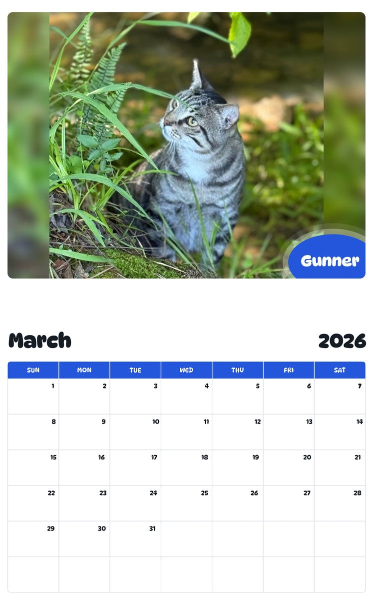 November 2025 - October 2026 Gunner - Pawidols Pet Calendar