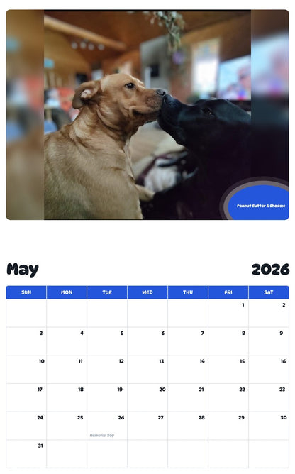 2026 - 2027 Peanut Butter & Shadow - Pawidols Pet Calendar