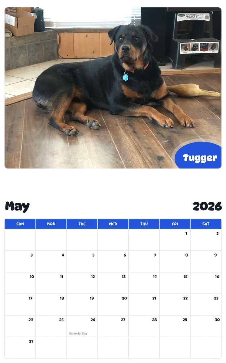 2026 - 2027 Tugger - Pawidols Pet Calendar